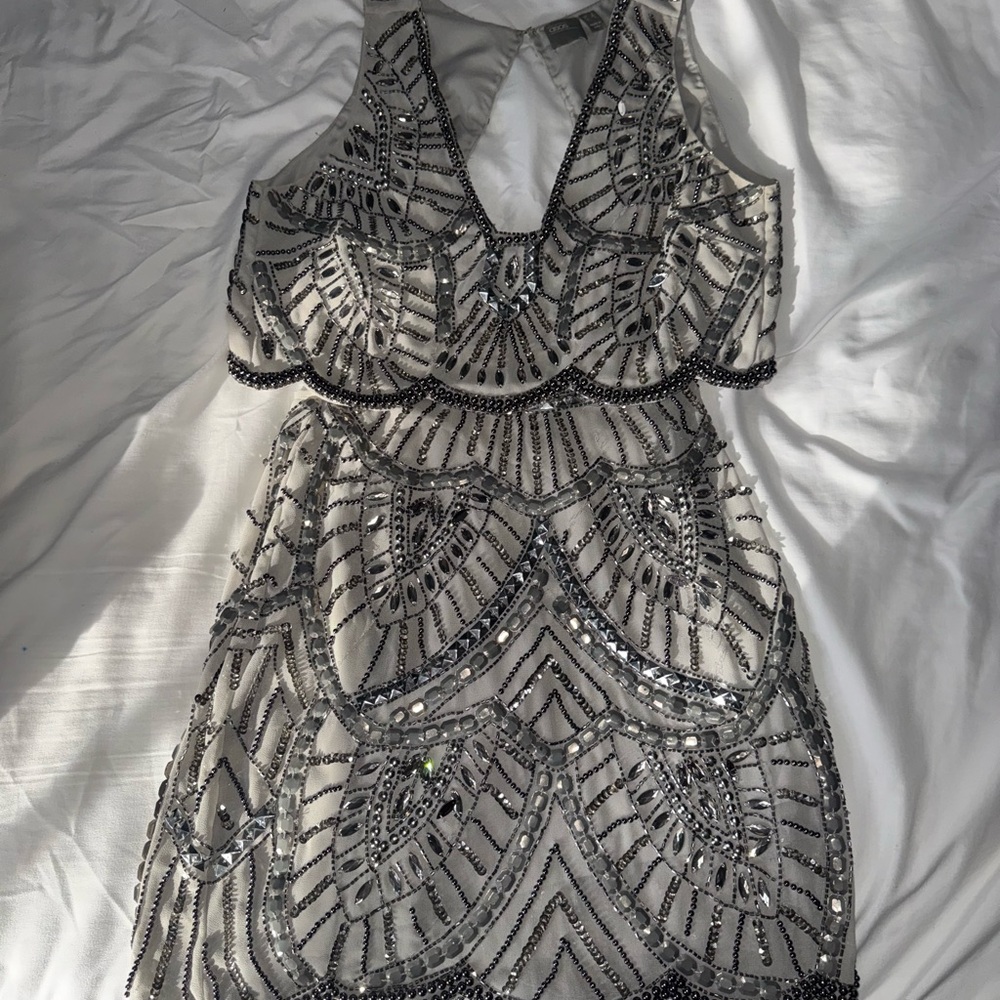 ASOS Silver Beaded Mini Dress